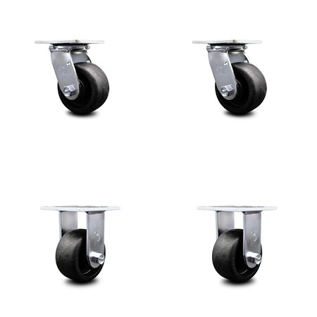 Service Caster 4 Inch Glass Filled Nylon Caster Set with Roller Bearings 2 Swivel 2 Rigid SCC SCC-30CS420-GFNR-2-R-2
